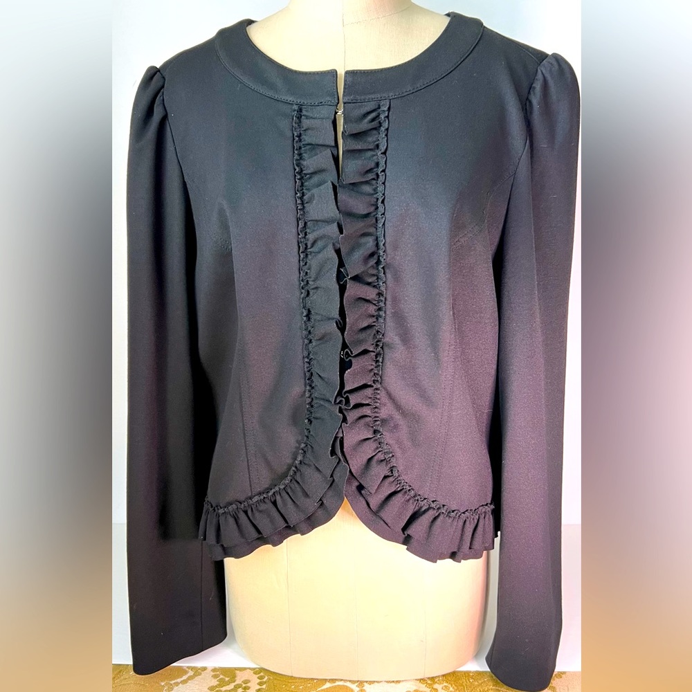 INC International Concepts Black Jacket w Flirty Gathered Edges Size XL